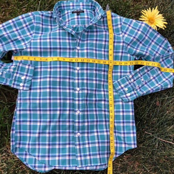 👕 Banana Republic; Men’s Green/Blue Plaid Shirt M - Picture 6 of 10